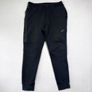 Nike Tech Fleece Pants Mens Large Jogger Sweatpants Black Zip Pocket Logo